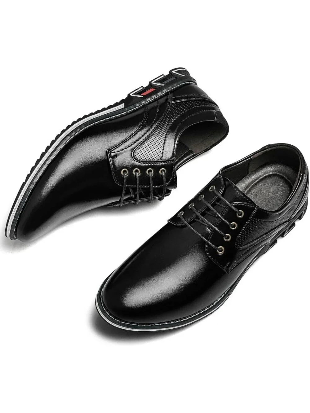 Men's Black Superior Flexural Leather Casual Business Oxford Derby Dress Shoes